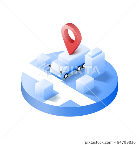 3D navigator and pin location map icon. Vector art illustration 84799836