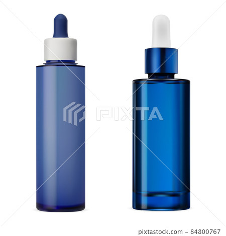 Blue glass serum dropper bottle, clear container 84800767