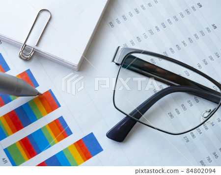 Business image, graph, glasses, documents 84802094