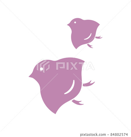 Japanese traditional pattern "Wave Chidori" --Icon material of two cute birds 84802574