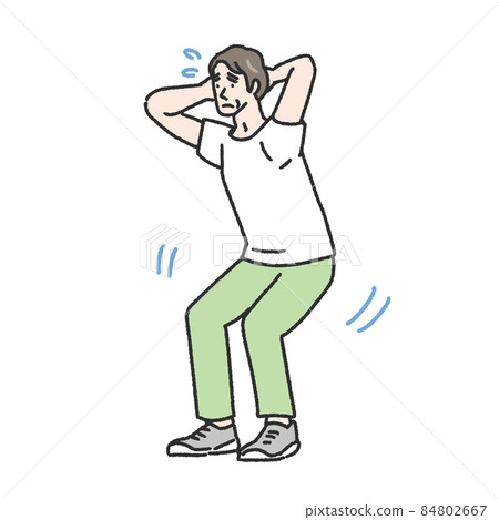 一個中年男子做深蹲的插圖 一個中年男子做深蹲的插圖 84802667