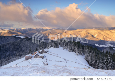 Mountain village in the winter Mountain village in the winter 84803770