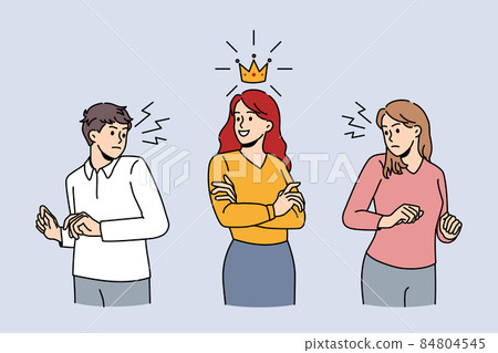 Jealous colleagues envy successful female coworker Jealous colleagues envy successful female coworker 84804545