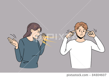 Furious woman scream at ignorant husband  84804607