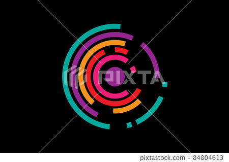 spinning circles vector logo. Abstract colorful circle swirl image logo. Concept letter C, business, sport. Round Icon sign isolated on black background spinning circles vector logo. Abstract colorful circle swirl image logo. Concept letter C, business, sport. Round Icon sign isolated on black background 84804613