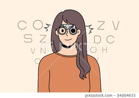 Woman in optical glasses check sight in clinic 84804635