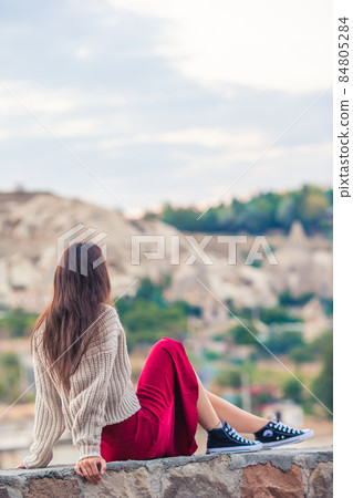 Beautiful woman on vacation in Cappadocia 84805284