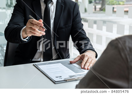 Business committee or interviewer consider and asking about profile of candidate, consider resume conducting a job and conversation listen to answers to thought attitude Business committee or interviewer consider and asking about profile of candidate, consider resume conducting a job and conversation listen to answers to thought attitude 84805476