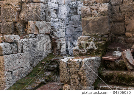 ruins of antique building in the ancient city of Phaselis 84806080