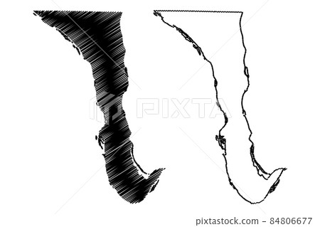 Calhoun County, Illinois (U.S. county, United States of America, USA, U.S., US) map vector illustration, scribble sketch Calhoun map 84806677