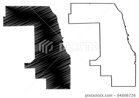 Cook County, Illinois (U.S. county, United States of America, USA, U.S., US) map vector illustration, scribble sketch Cook map 84806726