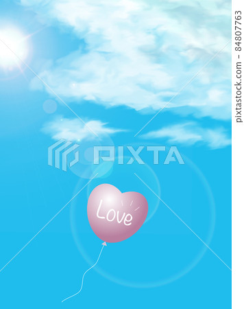 Flying heart love balloon illustration - Stock Illustration [84807763 ...