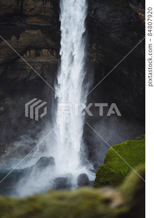 Haifoss waterfall in Iceland - one of the highest waterfall in Iceland, popular tourist destination 84807920