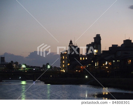 Kamogawa cityscape at dusk Kamogawa cityscape at dusk 84808301