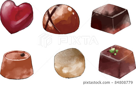 Chocolate illustration set of 6 84808779