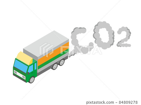 Illustration of truck exhaust gas and CO2 Illustration of truck exhaust gas and CO2 84809278