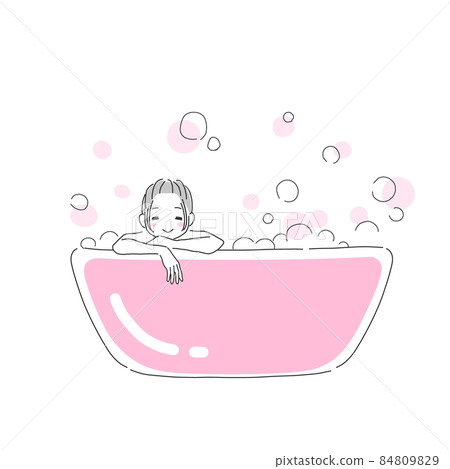 Illustration material of a woman taking a bath comfortably 84809829