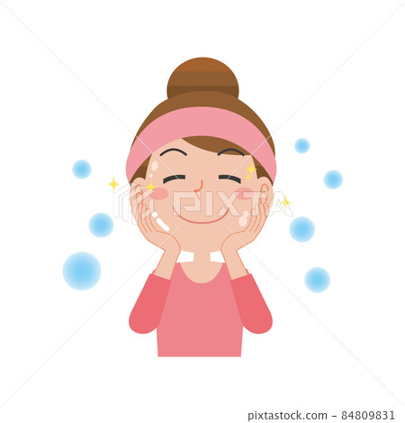 A smiling woman who is moisturized and moisturized A smiling woman who is moisturized and moisturized 84809831
