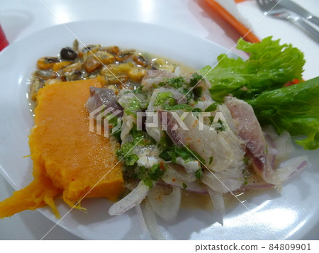 [Peru] Lunch at a local restaurant: Peruvian specialty Ceviche (Lima) 84809901
