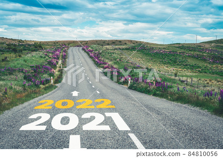 2022 New Year road trip travel and future vision concept 84810056