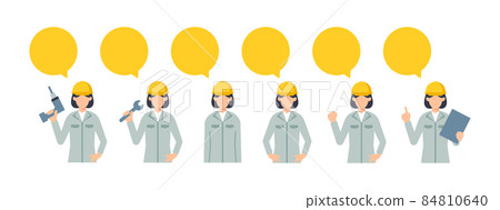 帶有標註的建築工人圖標集 84810640