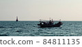 A fishing boat passing the sea off Haeundae, Busan 84811135