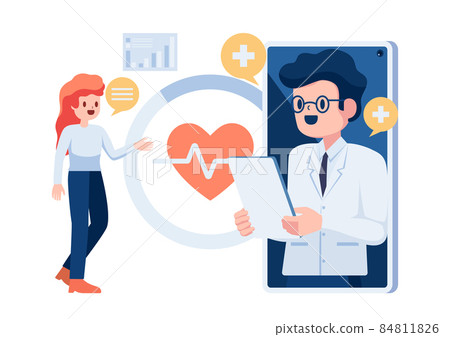 Woman have Online Consultation with Doctor in Smartphone Woman have Online Consultation with Doctor in Smartphone 84811826