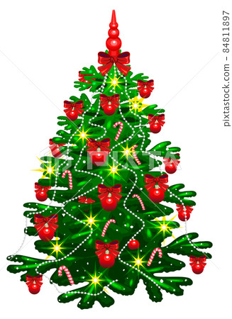 Green christmas pine tree decoration symbol holiday new year Green christmas pine tree decoration symbol holiday new year 84811897