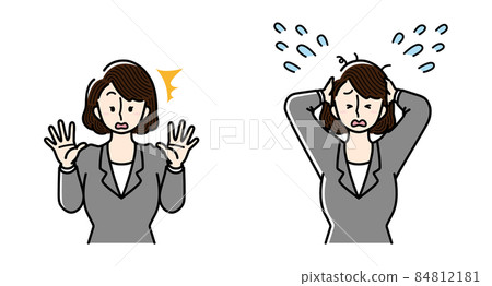 一個驚訝的女商人和一個似乎很匆忙的女商人 一個驚訝的女商人和一個似乎很匆忙的女商人 84812181