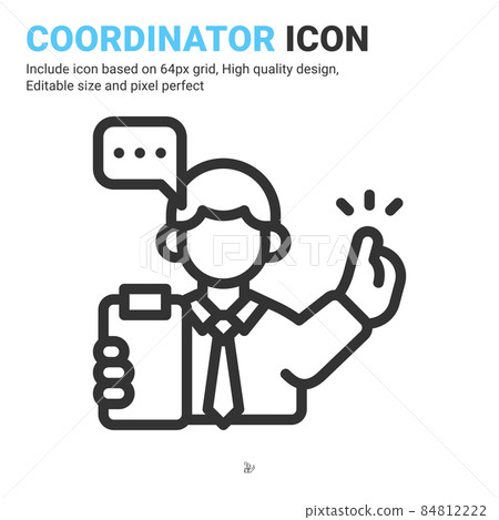 Coordinator icon vector with outline style isolated on white background. Vector illustration manager sign symbol icon concept for business, finance, industry, company, apps, web and all project Coordinator icon vector with outline style isolated on white background. Vector illustration manager sign symbol icon concept for business, finance, industry, company, apps, web and all project 84812222