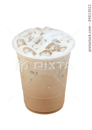 Iced coffee in plastic cup isolated on white background / coffee sweet Iced coffee in plastic cup isolated on white background / coffee sweet 84813021