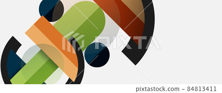 Geometric shapes composition abstract background. Circles lines and rectangles. Vector illustration for wallpaper banner background or landing page Geometric shapes composition abstract background. Circles lines and rectangles. Vector illustration for wallpaper banner background or landing page 84813411
