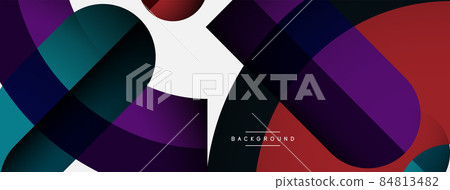 Geometric abstract background. Round shapes, circles, lines composition for wallpaper banner background or landing page Geometric abstract background. Round shapes, circles, lines composition for wallpaper banner background or landing page 84813482