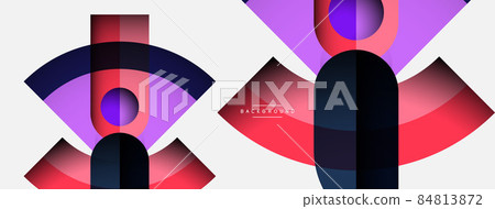 Trendy shapes, color minimal design composition, lines and shadows for wallpaper banner background or landing page Trendy shapes, color minimal design composition, lines and shadows for wallpaper banner background or landing page 84813872