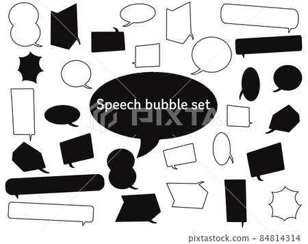 [Handwriting style] Speech bubble set (black and white) 84814314