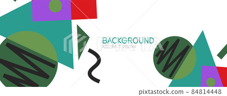 Abstract background. Blocks, lines, triangles, circles composition. Techno or business concept for wallpaper, banner, background, landing page 84814448