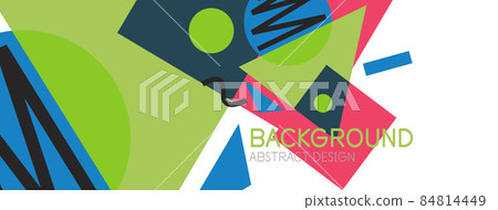 Abstract background. Blocks, lines, triangles, circles composition. Techno or business concept for wallpaper, banner, background, landing page 84814449