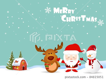 merry christmas with santa claus reindeer and... - Stock Illustration ...