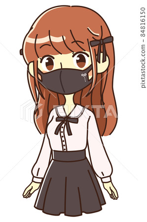 量產女面具佩戴插畫素材 量產女面具佩戴插畫素材 84816150