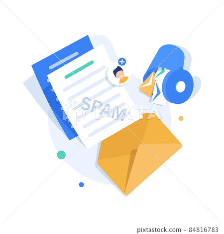 Spamming mailbox concept,spam warning,flat design icon vector illustration 84816783