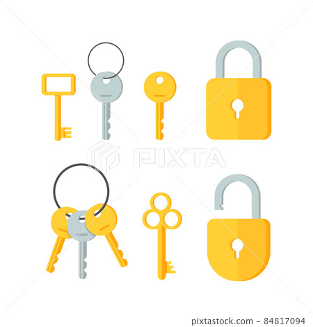 Keys vector set isolated on white background,flat design icon vector illustration Keys vector set isolated on white background,flat design icon vector illustration 84817094
