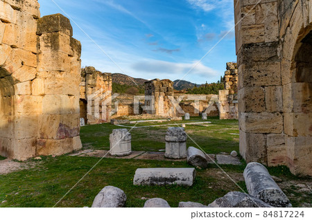 Ruins of the ancient Martyrion of St. Philip detail in Hierapolis, Turkey. 84817224