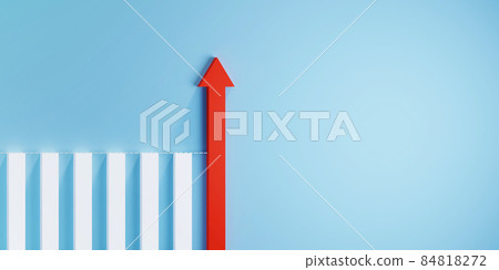 3D illustration of a bar graph with a red arrow - Stock Illustration ...
