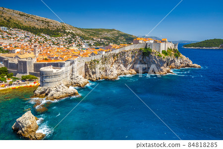 Dubrovnik old town with city walls on the Adriatic Sea in southe Dubrovnik old town with city walls on the Adriatic Sea in southe 84818285