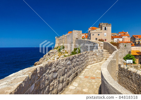 The walls of the city of Dubrovnik in Croatia, Europe. 84818318