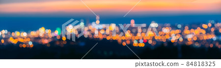 Blurred Bokeh Architectural Urban Backdrop. Background With Urban Defocused Lights 84818325