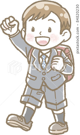 Illustration of a boy entering elementary school without background Illustration of a boy entering elementary school without background 84820230