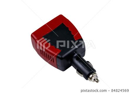 Red car inverter DC to AC isolated on a white background Red car inverter DC to AC isolated on a white background 84824569