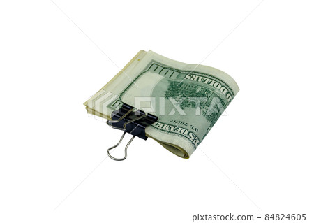 Bundle of bills of american one hundred dollars in paper clip isolated on white background Bundle of bills of american one hundred dollars in paper clip isolated on white background 84824605