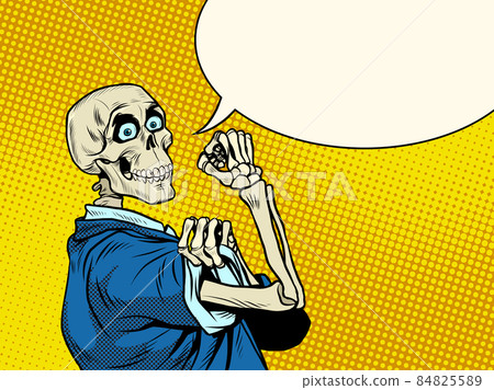 We Can Do It The positive skeleton of a businessman. Good business, positive dead man, business survival in a difficult period of the economy 84825589